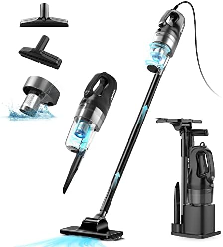 SOWTECH Corded Stick Vacuum Cleaner, 17Kpa Powerful Suction Stick Vacuum with 23Ft Cord, 6 in 1 Lightweight Vacuum Cleaner for Hard Floor Pet Hair, Black