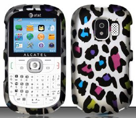 Wireless Phone Accessory 4 Items Combo For Alcatel One Touch OT871A (AT&T) Colorful Leopard Design Hard Case Snap On Protector Cover + Car Charger + Free Opening Tool + Free American Flag Pin Book