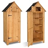 Outopee Wooden Garden Shed with Single Door and Slope Roof, Outdoor Storage Shed, Waterproof Utility Wooden Lockers, 77 x 54.3 x 179 cm, Wood Color