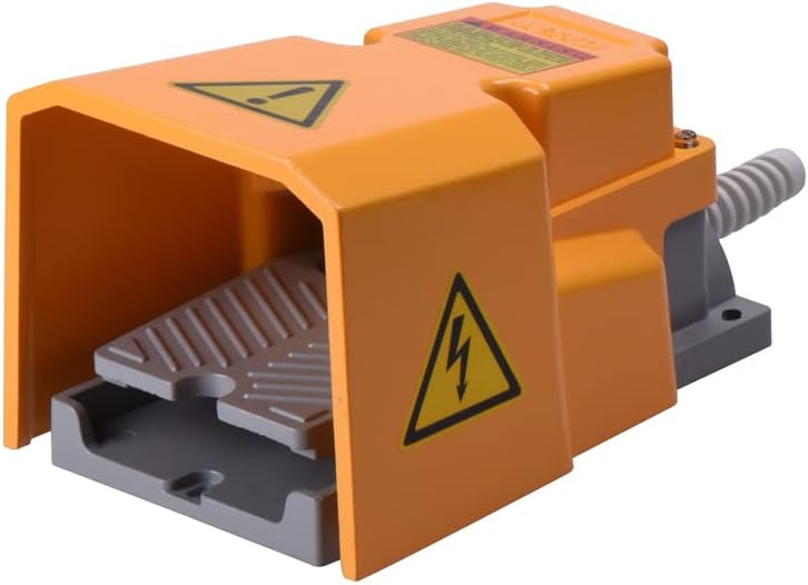 HRF-HD3NX, 4 Pounds Sturdy Foot Switch, Momentary, Aluminum Die-Casting Housing, Full Foot Guard, Yellow, IP54, 1NO 1NC, 15A 250VAC