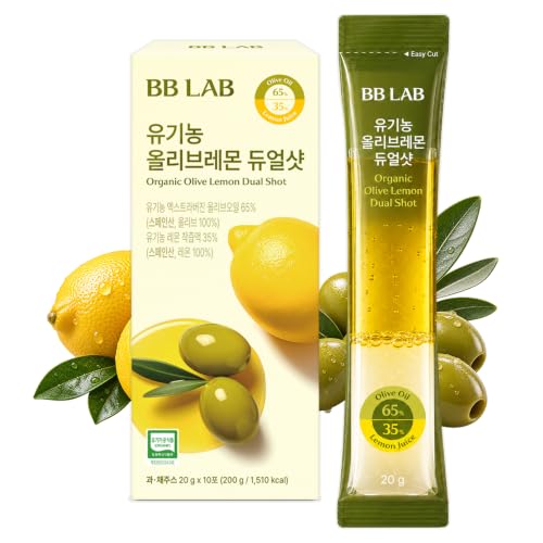 BB LAB Organic Olive &amp; Lemon Dual Shot, 65:35 Ratio, Spanish Picual EVOO &amp; NFC Lemon, 20g*10 Sticks