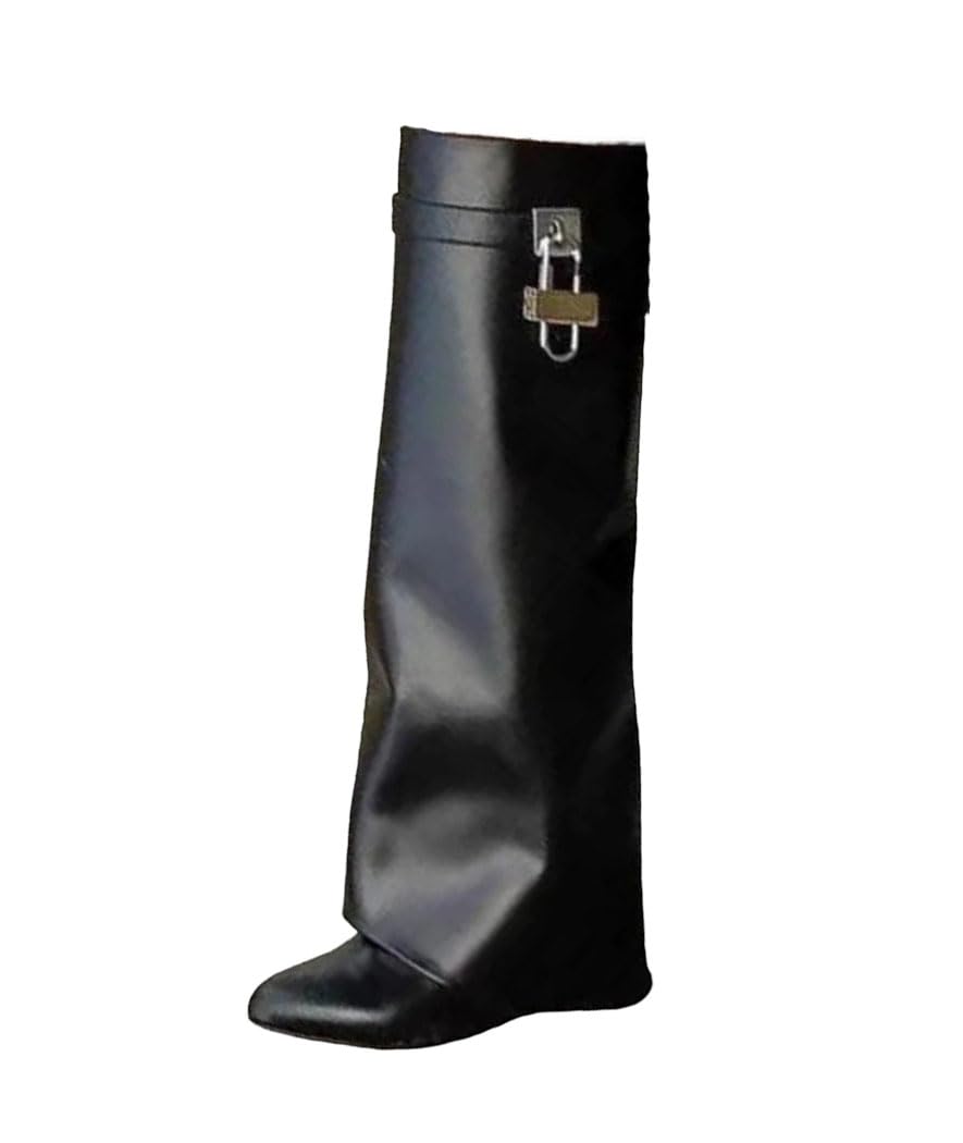 Womens Suede Knee High Boots Chunky Heel Elegant Long Boots Party Style Shoes Black