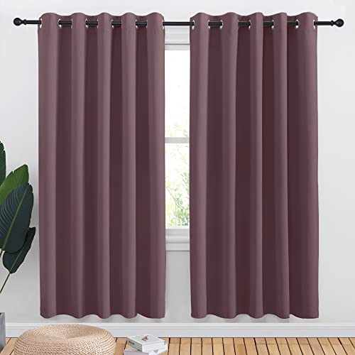 NICETOWN Room Darkening Short Curtain Panels for Cafe, Dry Rose, 2 Panels, W34 x L40 -inch, Thermal Insulated Grommet Room Darkening Draperies/Drapes for Window Dry Rose 34"W x 40"L (Pack of