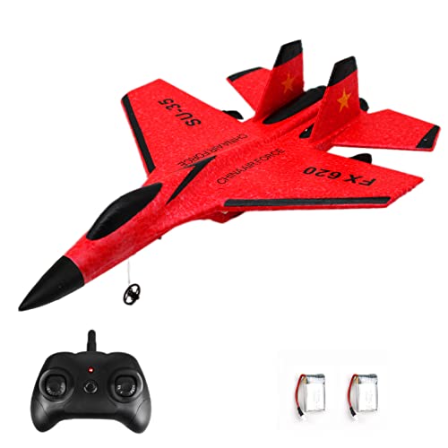Image of SU-35 RC Plane, 2CH Remote Control Airplane, Hobby Glider, Ready & Easy to Fly for Beginners, Aircraft Jet With Luminous Strip (Red)