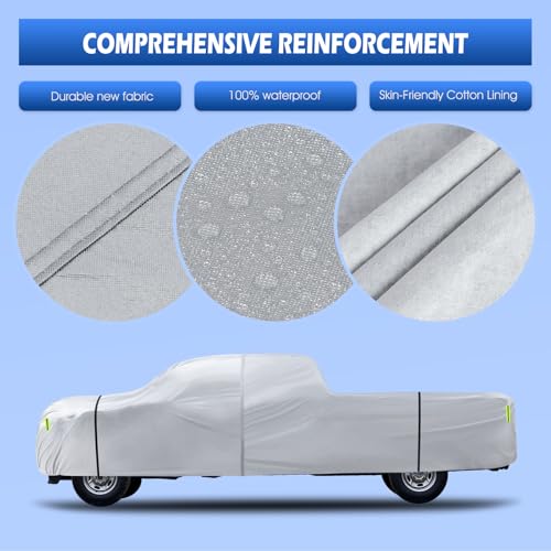 Image of Truck Cover Waterproof All Weather, 6 Layers Pickup Cover Fit for Ford F250 /F350, Chevrolet Silverado, Gmc Sierra, Ram 2500 (T5 Fit Truck Length Up to 266 inch), Silver