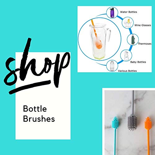 Best Bottle Brush Cleaning Tool - Silicone - Long Handle, Flexible Ergonomic Design - Scratch-Free Brush - For Sports Bottles, Baby Bottles, Thermoses, Tumblers, Glasses #TOP2