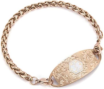 Rose Gold Medical Alert ID Bracelet Interchangeable Filigree Tag ...