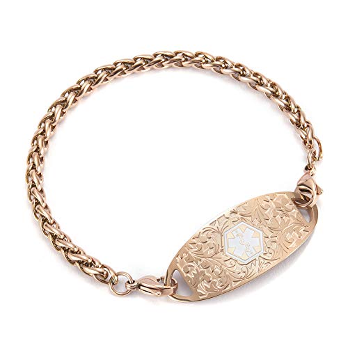 Rose Gold Medical Alert ID Bracelet Interchangeable Filigree Tag ...