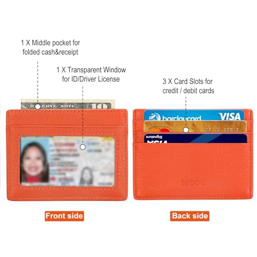 Slim MINI Credit Card Holder Card Cases RFID Blocking Minimalist Mini Wallet with ID Window for Men Women Orange3