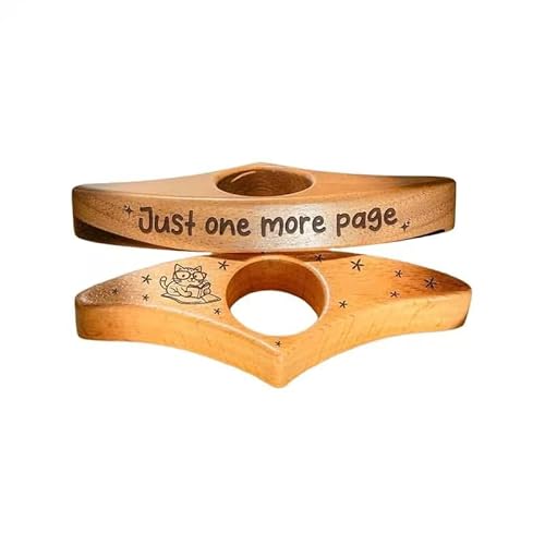 Hemoravoma Just One More Page Thumb Book Holder - Wooden Bookmark with Finger Grip for Easy Reading, Reading Tracker Thumb Ring Bookmark Book Finger Hold for Teachers, Librarians & Book Lovers
