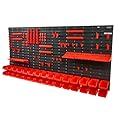VEVOR Wall Mounted Storage Rack System, 30-Bin Parts Rack Organizer with Wall Panels/Tool Holders/Hooks, Garage Plastic Shop Tool Organizer for Nuts, Bolts, Screws, Nails, Beads, Buttons