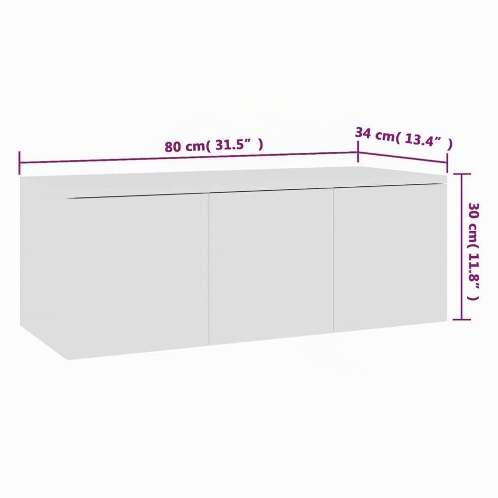 vidaXL Mobile Porta TV Buffet Madia unità Multimediale HiFi Mobiletto Basso Arredo Credenza Consolle Armadietto in Truciolato Bianco 80x34x30 cm
