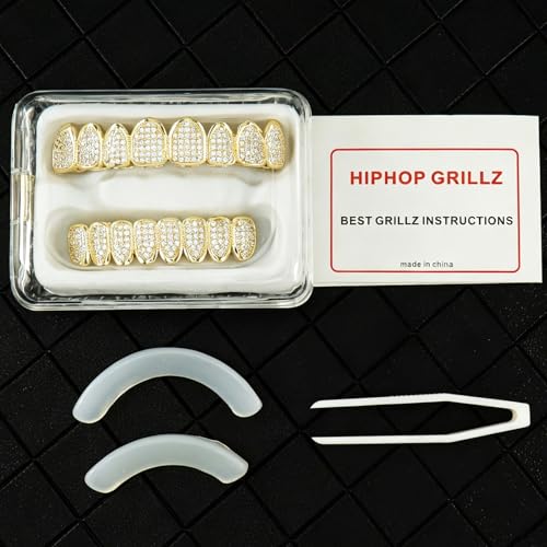 Grillz de 8 dientes hip hop con circonias microengastadas estilo vampiro 5