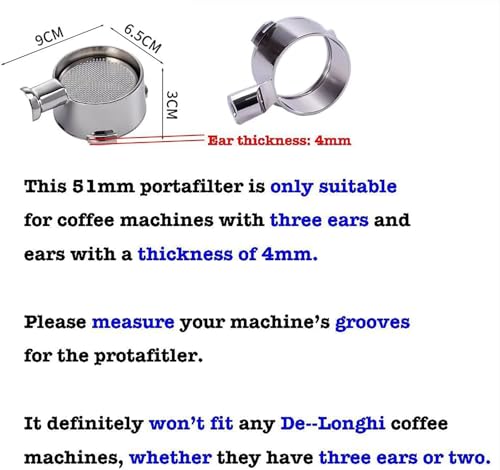 Image of 51mm Bottomless Portafilter, 3 Ears Espresso Portafilter for Gevi, Capresso, DONLIM, Mr. Coffee Cafe Barista, Bella Pro Series, Swan Nordic Espresso Machine