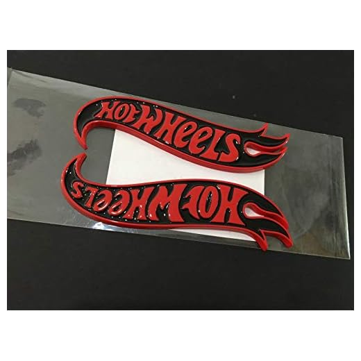 2pack Hot Wheels Emblems Badge Hotwheels Deck Lid 3D Raised Letters Emblem Fender ABS Badge Compatible with fits Strong Adhesive Hotwheels Genuine (Red Frame)
