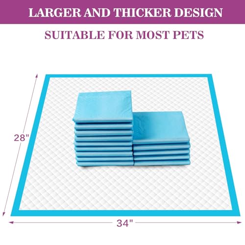 Image of IMMCUTE Dog Pee Pads Extra Large 28 inchx34 inch, X-Large Training Puppy Pee Pads Super Absorbent & Leak-Proof, XL Disposable Pet Piddle Pad and Potty Pads for Dogs, Puppies, Doggie (60 Count)