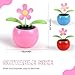 3 Pcs Solar Dancing Flowers Toys，Dancing Flower Cute Car Decor for Men Women, Environmental Protection Solar Flower Pot Ornament Suit for Car Home Office (Pink,Blue,Red)