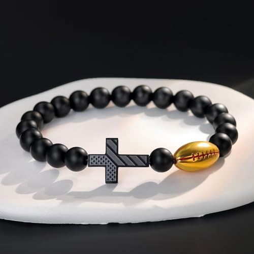Pulsera con cruz bañada en oro para hombres miniatura 2