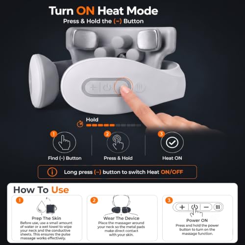 Image of Qwipp, Neck Massager with Heat, Pulse & Vibration | Cordless Cervical Massager, Neck Pain Relief, Muscle Relaxation & Stress Relief, 15 Intensity Levels, Type-C Rechargeable