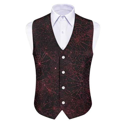 TOADDITDO Men's Halloween Suit Vests Formal Slim Fit V Neck Button Oversized Vest Waistcoat with Back Strap
