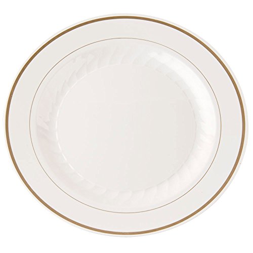 MASTERPIECE PREMIERE PLATE 10.25 IN IVORY W/GLD RIM