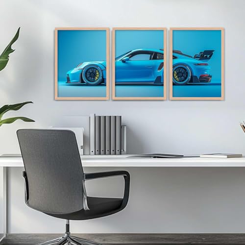 Image of TASVEE Car wall posters | set of 3 wall frames | posters for wall | Wall Decoration for Bedroom, Living Room & Office | Best Gift for Boys & Car Lovers (A8, MEDIUM 10X13, Framed)