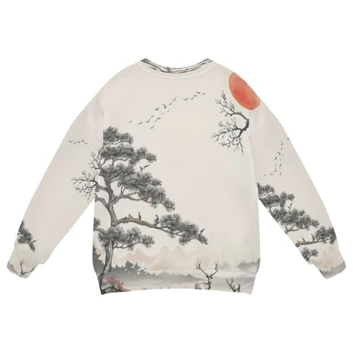 Youth Sweatshirts Long Sleeve Soft Ink Wash Painting Crewneck Pullover Sport Top Tee（5-10 Years）2