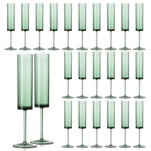 Acrylic Green Champagne Glasses 24 Pack