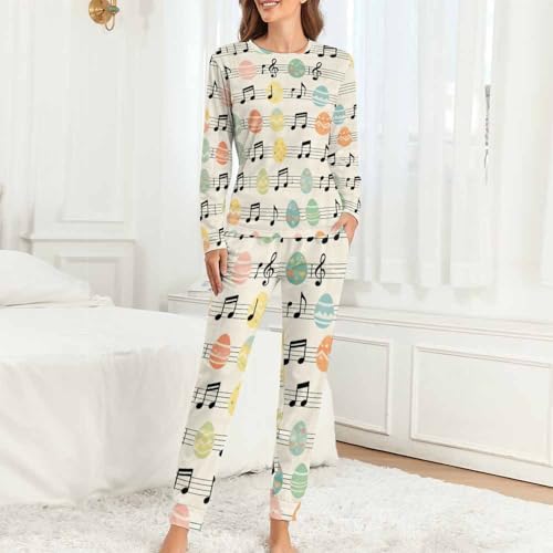 Image of Womens Pajamas Sets 2 Piece Long Sleeve Lounge Set Loose Pants Pj Sets Loungewear with Pockets