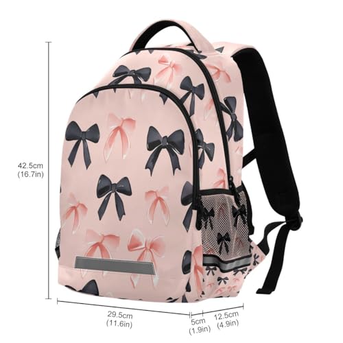 Pink Black Bows Pattern Backpacks for Kids School Bag Student Backpack Bookbag For Boys Girls Casual Bag3