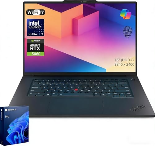 Image of Lenovo ThinkPad T1g Gen 8 Business AI Laptop, RTX 5060, 16 inch UHD+ (3840 x 2400), 32GB RAM | 1TB SSD, Intel Core Ultra 7 255H, 5MP RGB+IR Camera, Fingerprint, Backlit KB, Wi-Fi 7, Win 11 Pro, Black
