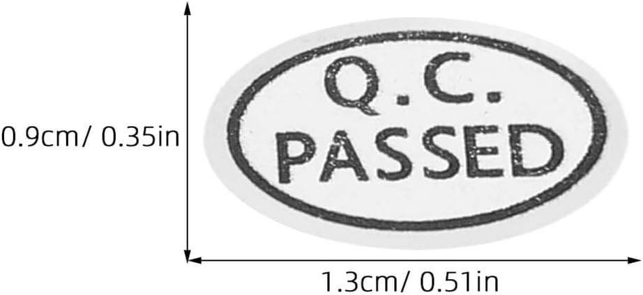 MAGICLULU 6pcs Qc Passed Self-Adhesive Inspection Labels Stickers 9x13mm White Oval Stickers for Quality Control on Boxes, Papers, Bottles, and Smooth Industrial Surfaces, 2700 Labels Per