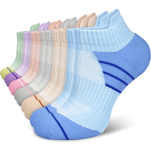 Compression Ankle Socks for Women 6 Pairs, Running Socks with Arch Support Plantar Fasciitis Athletic Sock