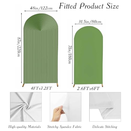BEDBLK Ripple Arch Backdrop Cover Set of 2,Fitted 7.2FT 6FT Stretchy Spandex Bridal Shower Round Top Chiara Arch Stand Covers Background for Wedding Birthday Party Banquet (Green, 7.2FT 6FT) by BEDBLK - Used condition - Image 4