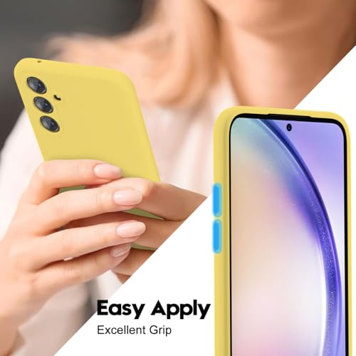Image of DIZORO Microfiber Candy Case Compatible for Samsung S24 fe Smooth Touch Cushion Liquid Soft Silicone Gel Rubber Phone Cases Non-Slip Full Body Protective Shockproof Back Cover (Yellow)