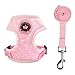 EXPAWLORER Pink Extra Small Soft Mesh Polka Dots Dog Harness with Matching Leash