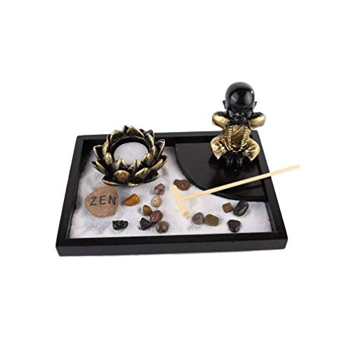 Lachineuse Wisdom Zen Garden, Dominante Noir, Blanc Et Doré, 22x17x8cm - Image 3