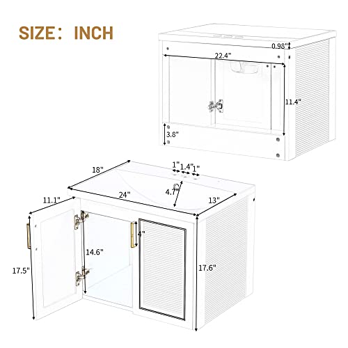 Lumisol 24" Floating Bathroom Vanity With Sink, Wall Mounted Bathroom Cabinet With Golden Handles, Bathroom Vanity With Ceramic Sink Combo, Easy Assembly #TOP1