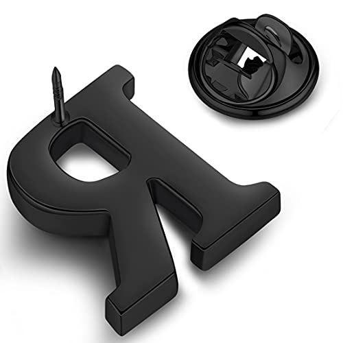Image of HONEY BEAR Initial Alphabet Letter Lapel Pins Collar Badge Brooches for Mens /Womens Shirt Dress Decoration Black