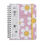 Planner Wire-o Smiley Margaridas, Cicero, 3571, Rosa, Mensal e Semanal, 75 Folhas, Papel Pólen 80g/m², Tamanho A5 (Grande) 13 419TIDPTPmL. SL500 . SS150
