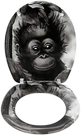 WENKO Abattant WC original, Singe, Cuvette WC en duroplast antibactérien et fixation en acier inox, 36,5 x 44,5 cm image 4