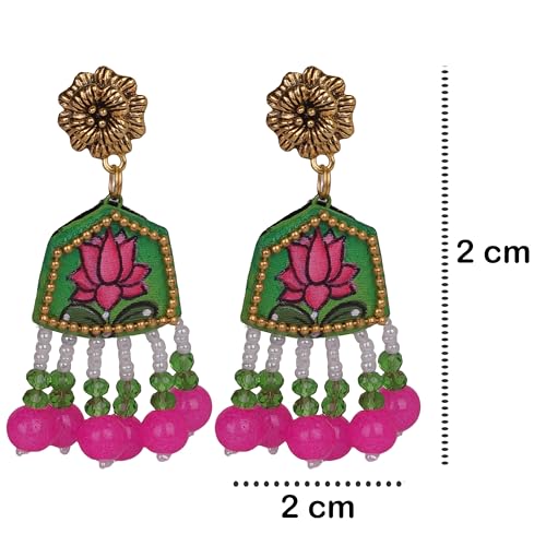 Image of KHOJ.CITY Ethnic Earrings for Women | Handmade Jewellery for Women | Lightweight Boho Statement Earrings for Girls | Multicolor Stylish Earrings