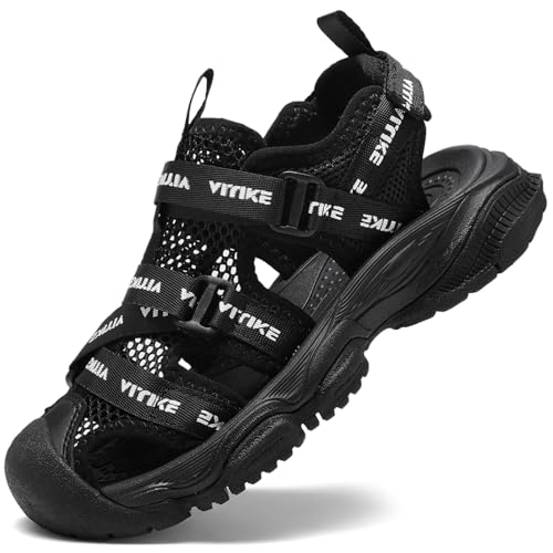 Image of JMFCHI Boys Girls Kids Closed Toe Sports Sandals Summer Water Shoes | Little /Big Kid,Comfortable lightweight,Non-slip soft sole,Hook-and-loop closure,Easy wear,Anti-collision toe,Daily casual