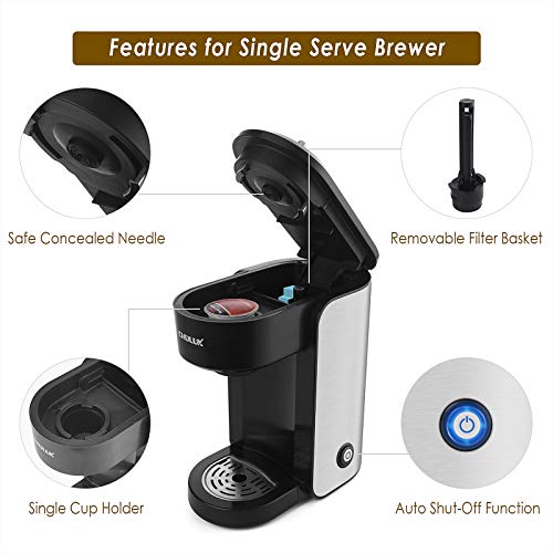 CHULUX Stainless Steel Single Serve Coffee Maker for Capsule ,Visiable Gradient Water Reservoir,One Button Operation and Auto Shut Off,1000 Watts