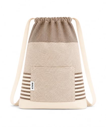ATANI Turkish Beach Towel (71x39 Inches) Converts to a Bag Oversized 100% Cotton Bath Towels Lightweight Quick-Dry Beach Blanket for Travel Picnic Camping Yoga and Pool (Brown)