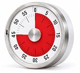 Visual Kitchen Timer for Cooking and Kids with Loud Alarm, No Batteries Required, Classroom Timers for Desk, Mechanical Desk Timer, Magnetic Egg Timer for Study, Chef Clock, Stainless Steel, Countdown