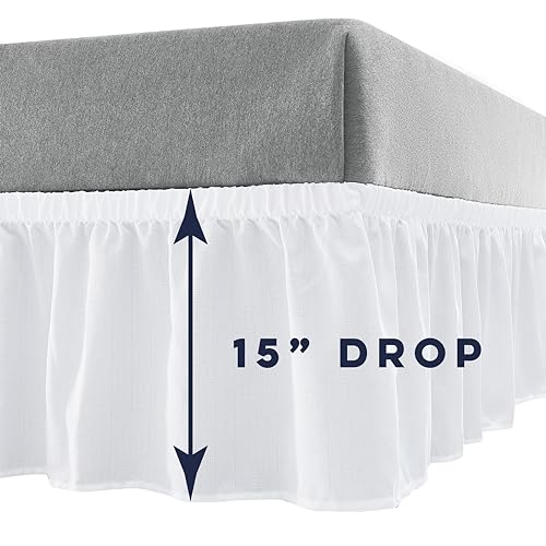 Casual-Living-32671-King-California-King-Wrap-Around-Bed-Skirts-Ruffles-15-inch-Drop-Wrinkle-Resistant-Machine-Washable-Silky-Luxury-Home-and-Hotel-Style-Bedding-Skirt-KingCalifornia-King-White Casual Living 32671 King California King Wrap Around Bed Skirts Ruffles 15 inch Drop Wrinkle Resistant Machine Washable Silky Luxury Home and Hotel Style Bedding Skirt KingCalifornia King White