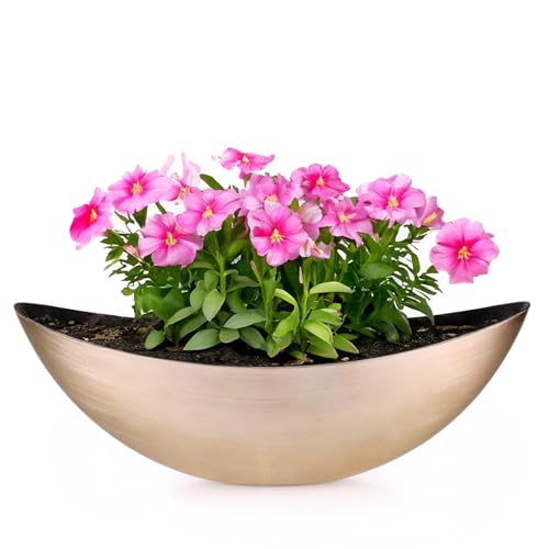 matches21 HOME & HOBBY Ovale Pflanzschale als große 39 cm Vintage Outdoor Deko-Schale Gold-Farben