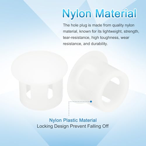Image of uxcell 100pcs Nylon Plastic Hole Plugs, 2 /7 inch(8mm) Round Drill Screw Hole Plugs Covers Knockout Locking Plastic Plugs Insert End Caps for Kitchen Cabinet Furniture, White
