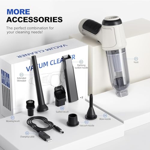 Image of MOKRUSH 3-in-1 Handheld Portable Mini Vacuum Cleaner | Cordless Blower for Car, USB Rechargeable | High-Power Wireless Cleaner | Washable HEPA Filter, Long Battery Life (Black)